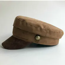 Мужская и женская кожаная шляпа в стиле милитари с плоской подошвой, армейская Кепка на заказ, британский стиль, берет Browm для мужчин и женщин