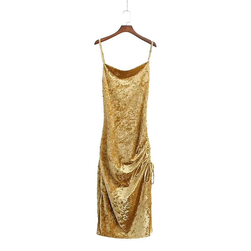 

Joineles Sexy Velvet Club Vestidos De Festa Shinny Slash Neck Spaghetti Dress Straps Formal Dress Women Midi Party Slip Dresses