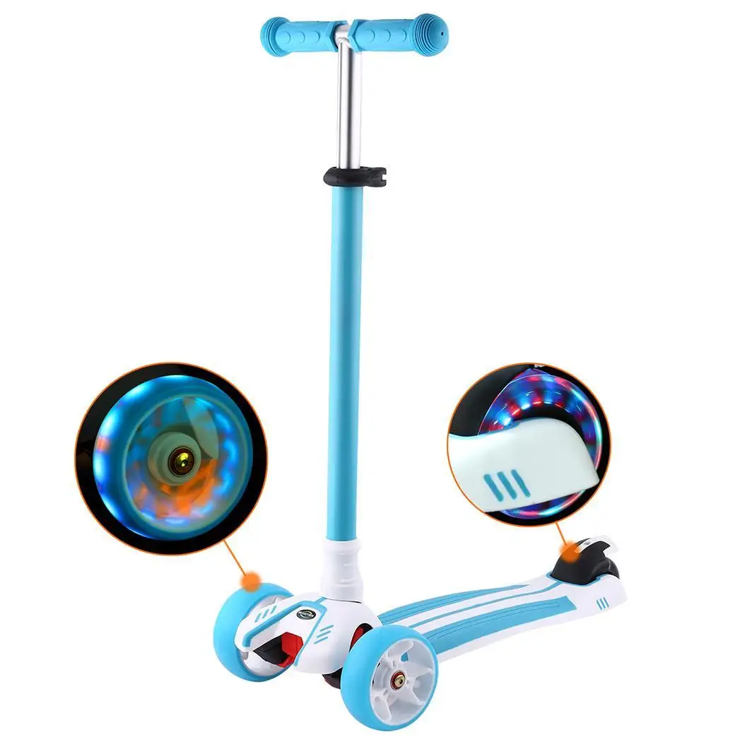 

Folding 3 Flashing Wheels Kick Scooter Kickboard With T-Bar Seat Child Ride On Toy Adjustable Toddler Kids 1~6 Years Old Gifts