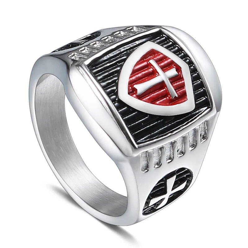 

jingyang Fashion Stainless Steel Cross Signet Mood Element Silver Rings Jewelry Accessories Gifts For Men