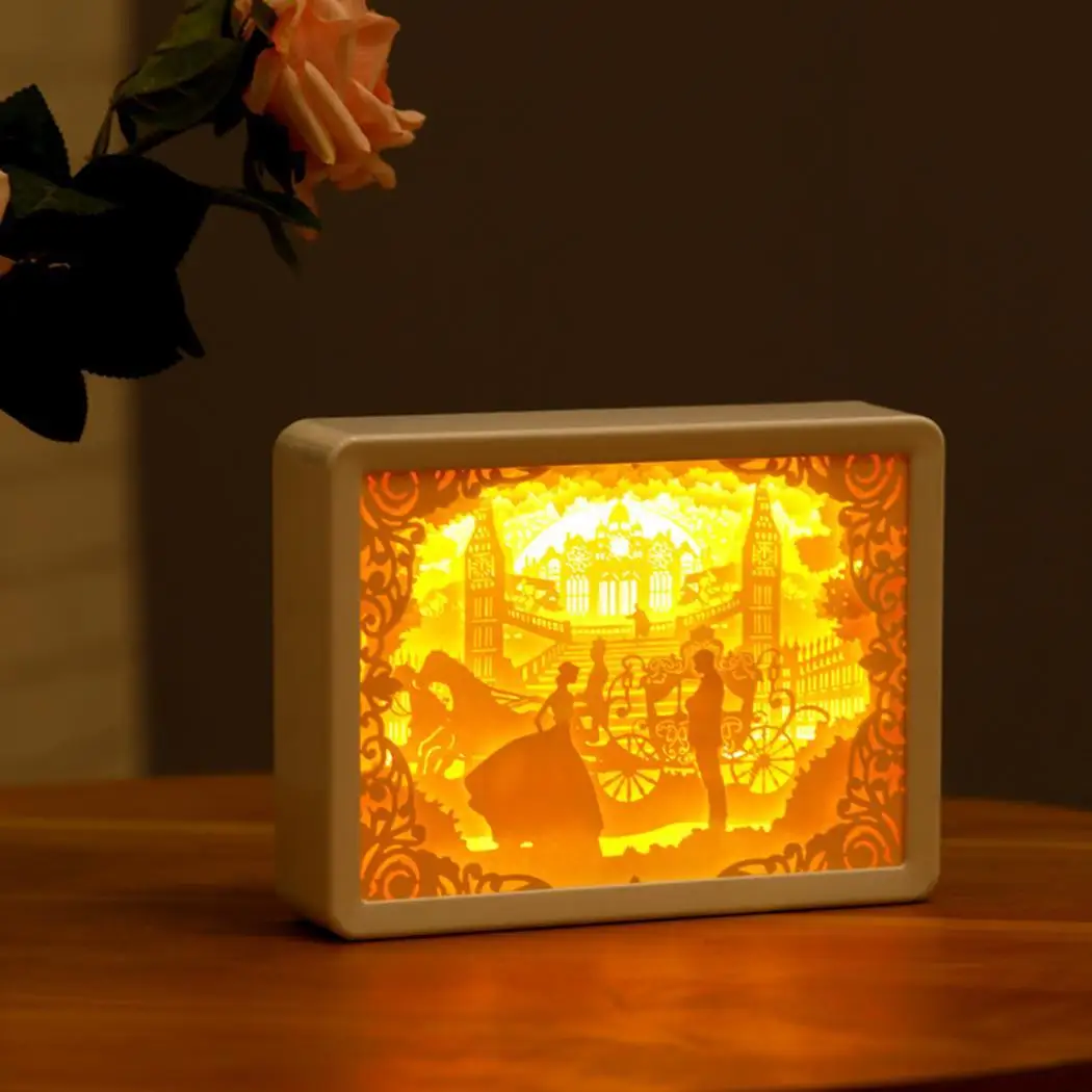 

Paper Carving LED Night Light Table White 5W Lamp US Bedroom 36V Decoration