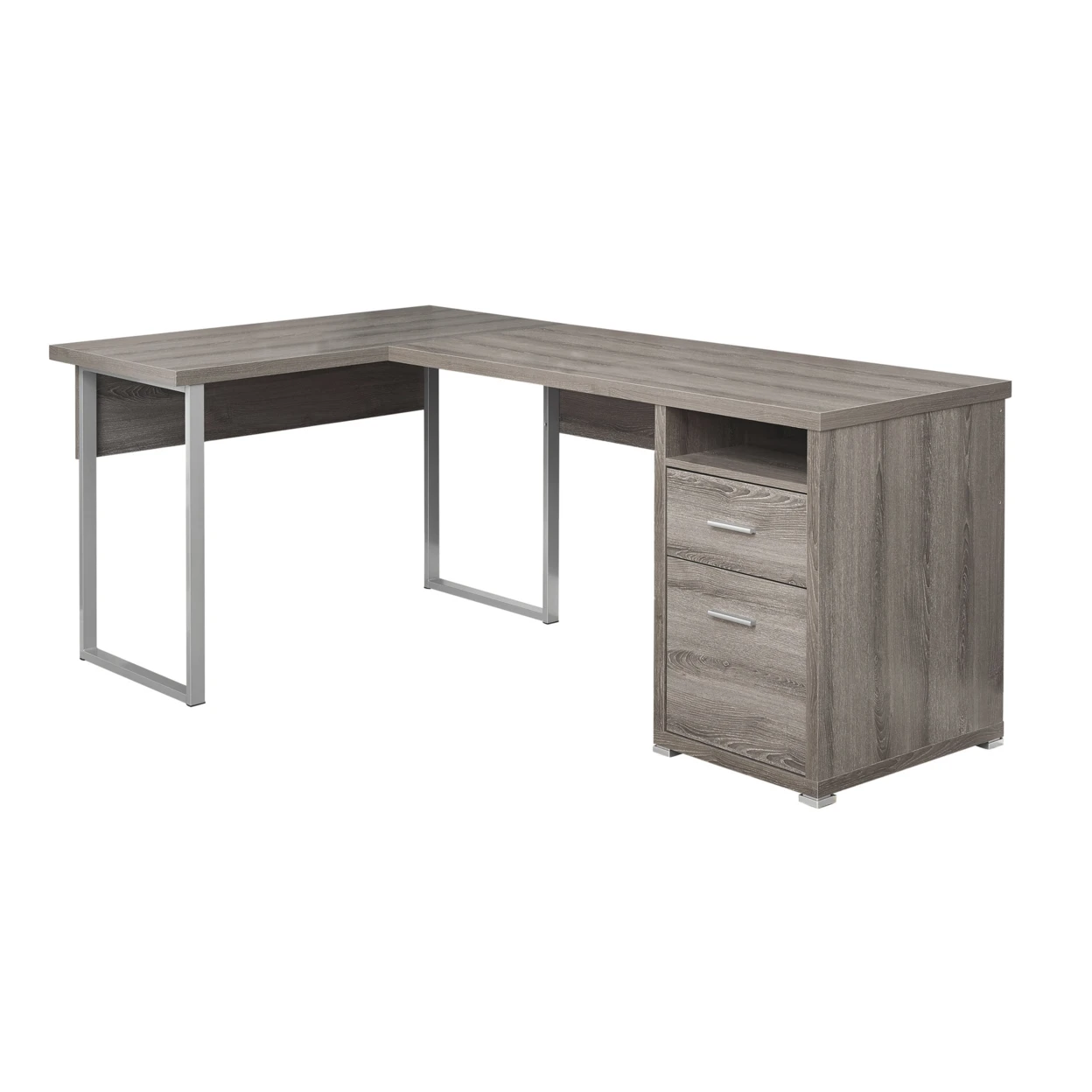COMPUTER DESK - 80&quotL DARK TAUPE LEFT OR RIGHT FACING |