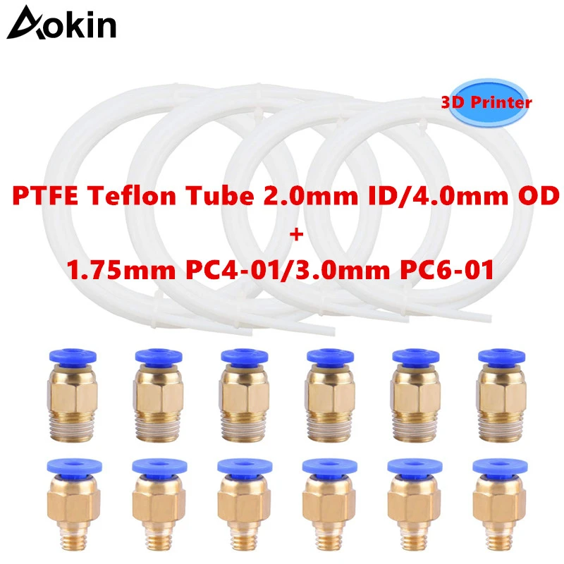 

1M PTFE Tube Teflon PiPe Connectors 3D Printers Parts J-head Hotend For V5 V6 1.75mm 3.0mm Filament Bowden Long Extruder Part 2