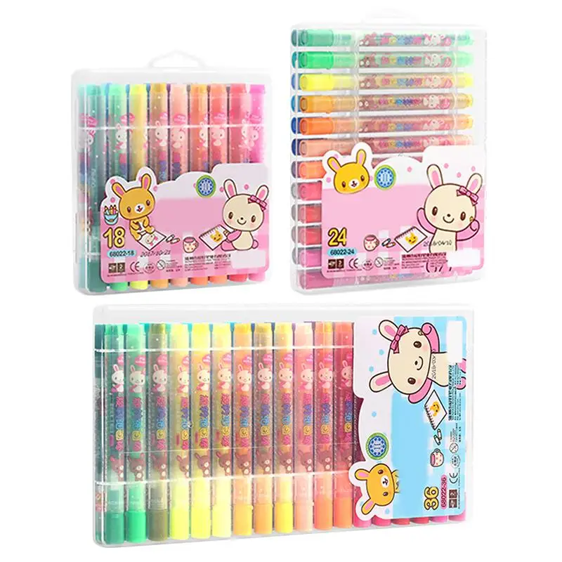 

Creative Rotating Oil Pastel Kit 18/24/36 Color Painting Graffiti Crayons Washable Painting Set For Children Kids