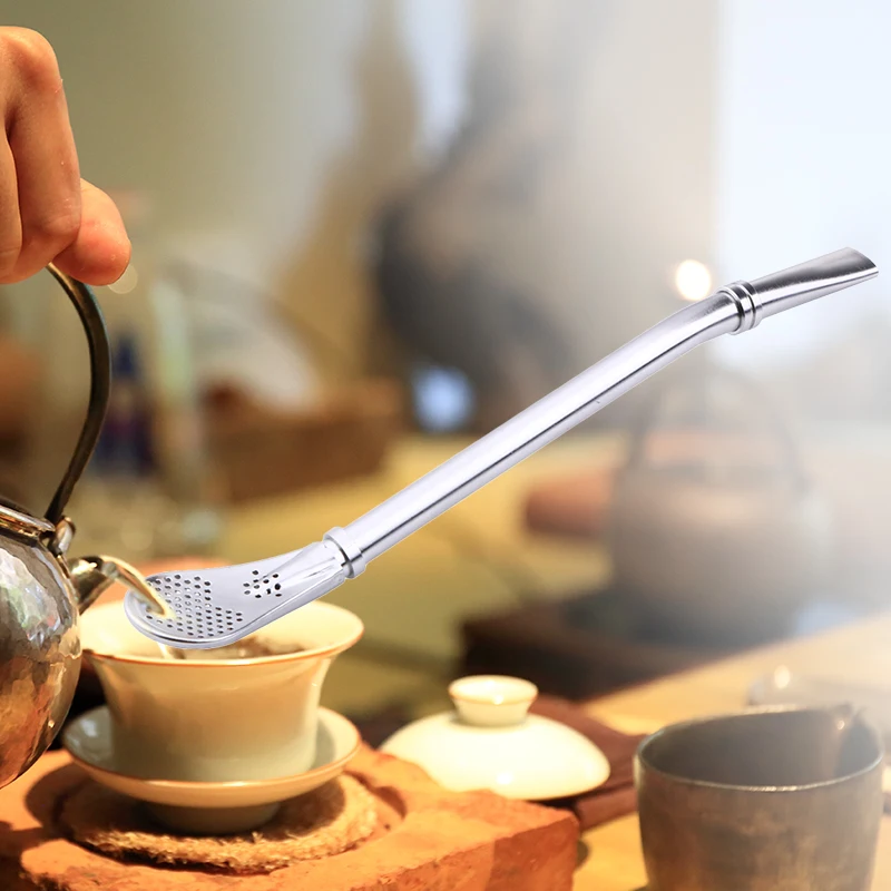 

Stainless Steel Drinking Straw Spoon Tea Filter Yerba Mate Tea Straws Bombilla Gourd Reusable Tea Tools Bar Accessories