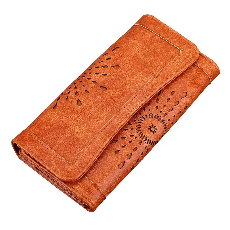 

Card Wallet Women Hollow Out Long Wallet Top Quality PU Mini Wallets Multifunction Big Capacity Purse Zipper And Hasp Wallets