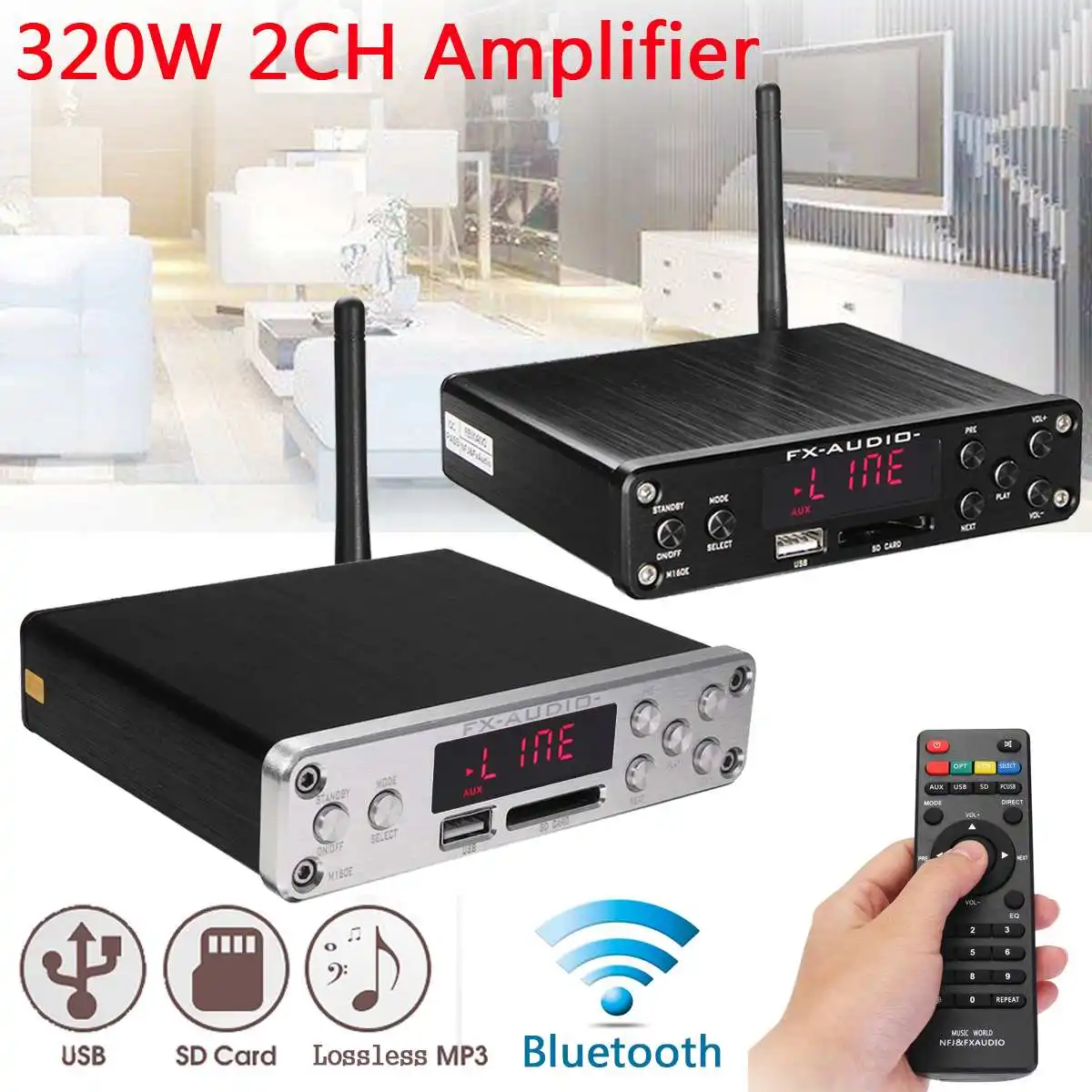

bluetooth Home Stereo Mini Amplifier Subwoofer Amplifier Wireless Version Amplificador Audio Power HIIFI Player