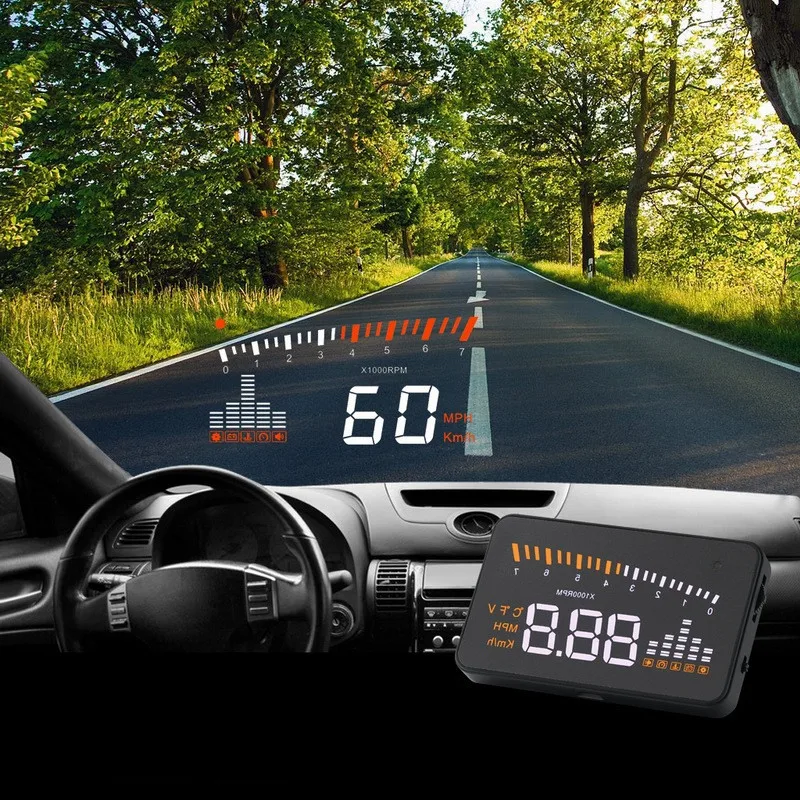 X5 автомобильный HUD Дисплей автомобиля OBD2 автомобильный скоростной метр лобовое стекло проектор скорость вождения сигнализация напряжение MPH км/ч дисплей