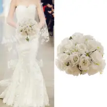 Корейский свадебный букет товары букет невесты-Евро-американский белый Искусственный Розовый пучок держатель для цветов на свадьбе