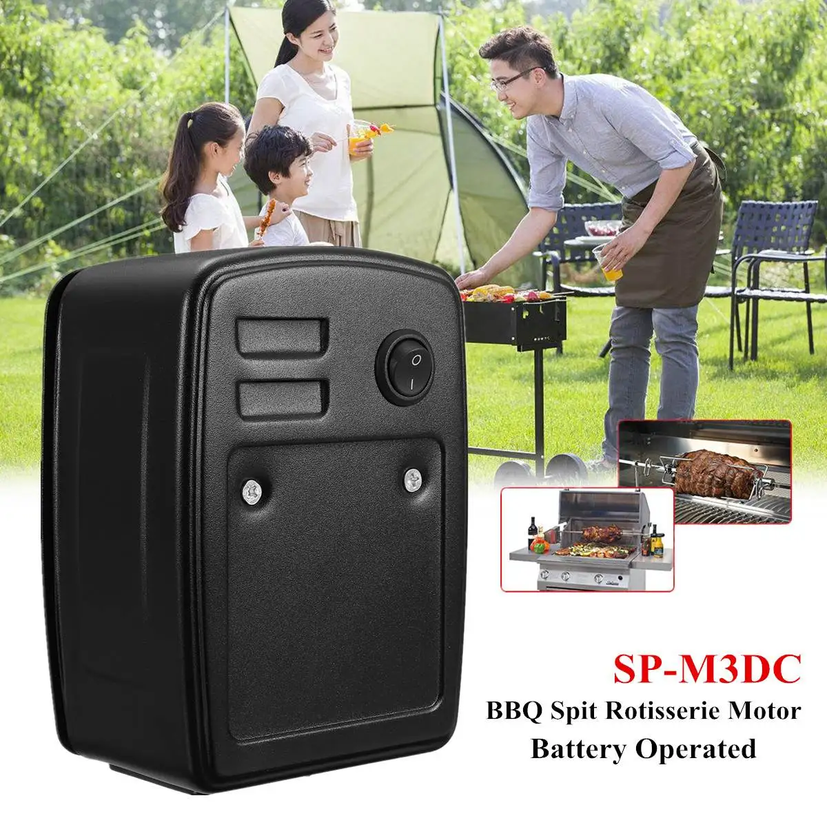

SP-M3DC Motor Barbecue BBQ Spit Rotisserie Battery Operated Roast Outdoor Picnic Suitable for Cooking Lambs Piglets Chickens
