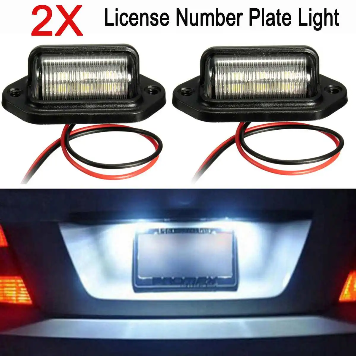 

2x 12V 6LEDs Universal Number License Plate Light Lamps for Boats Motorcycle Automotive Aircraft RV Truck Trailer