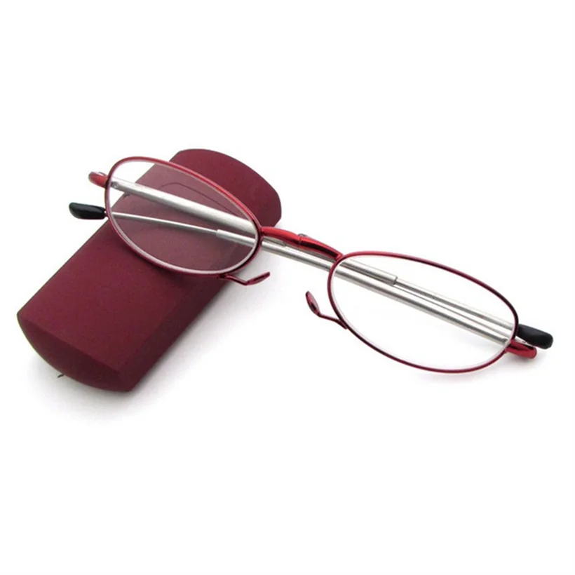 Foldable Reading Glasses Women Mini Portable Metal Folding Reading Eyeglasses Men Eyewear Hyperopia 1.0 1.5 2.0 2.5 3.0
