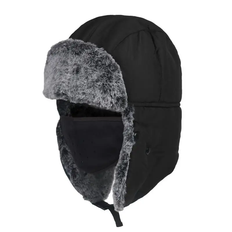

Winter Warm Bomber Hat Thickened Hats Ear Flaps Protection Ski Caps With Face Mask For Men Women Cap Earflap Fashion Bomber Hat