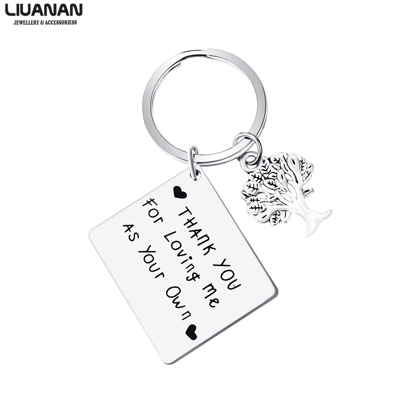 

Keychain Gift for Step Adoptive Mom Dad Thanks you for loving me as your own Keychain Mothers Fathers Day Gift