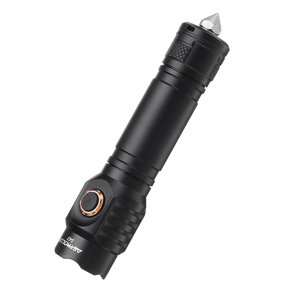 

CLAITE 2100 Lumens S43 Stepless Dimming 18350/18650 USB EDC Flashlight Torch Light Tactical Safety Hammer