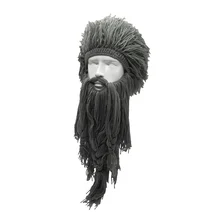Креативные варварские шапки бини Хэллоуин косплей костюм, унисекс вязаный парик викингов борода шапка зимняя забавная сумасшедшая маска шапка
