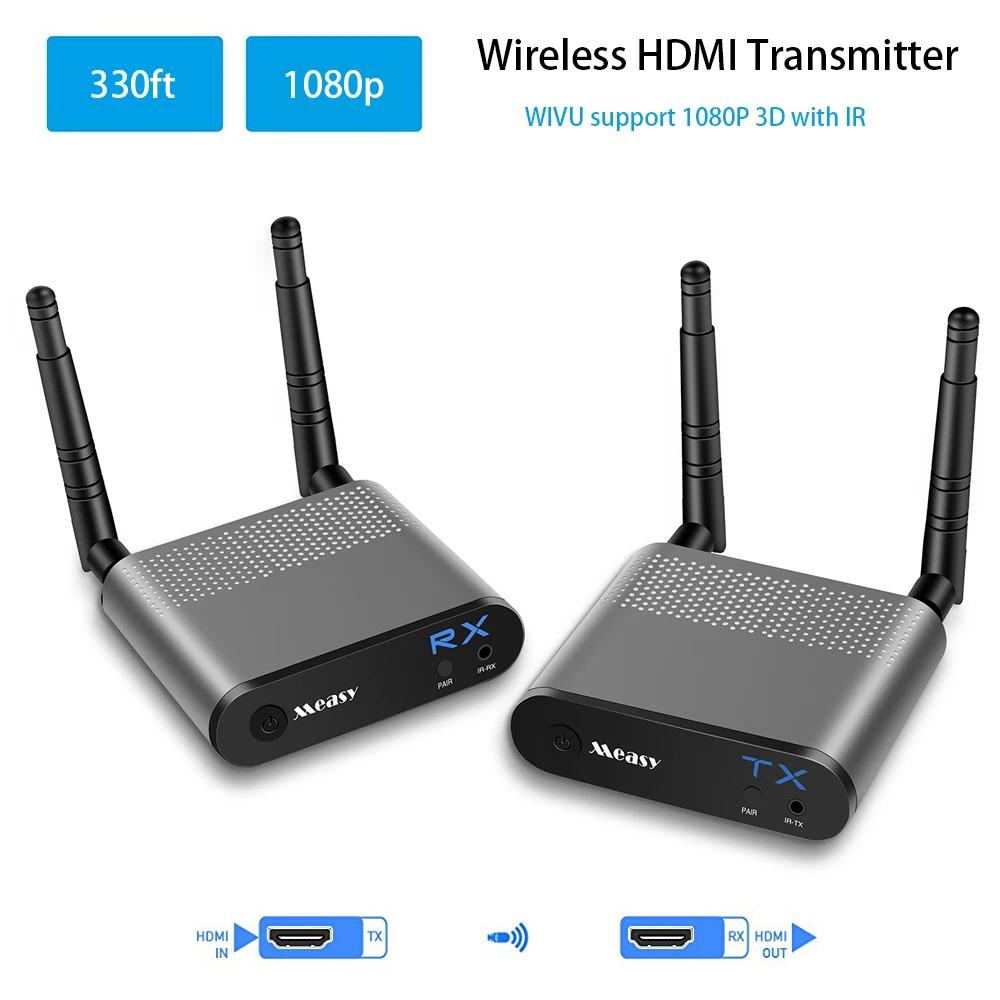 

measy 5.8GHz Wireless Transmission System Wireless HDMI Extender Transmitter Receiver Video WIFI 100m Wireless HDMI Sender Kit