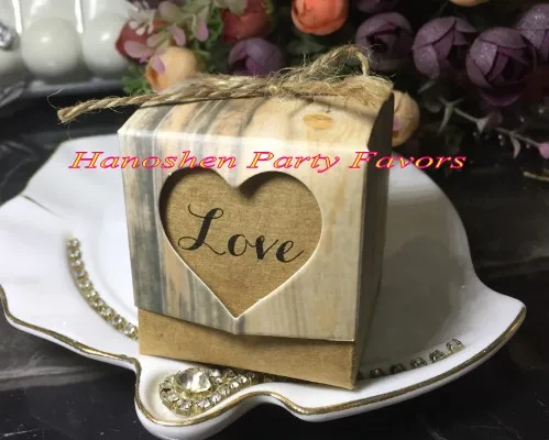 

(50pcs/lot) Unique Wedding Gift favors Heart Love Rustic Favor Box For Party gift box and candy box favors Love heart wedding