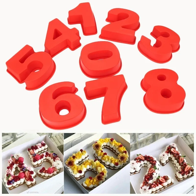 

Number Shape Silicone Cake Mould Food Grade Moulds Wedding Birthday DIY Chocolate Mould Baking Cake Decoration Tool cake tools