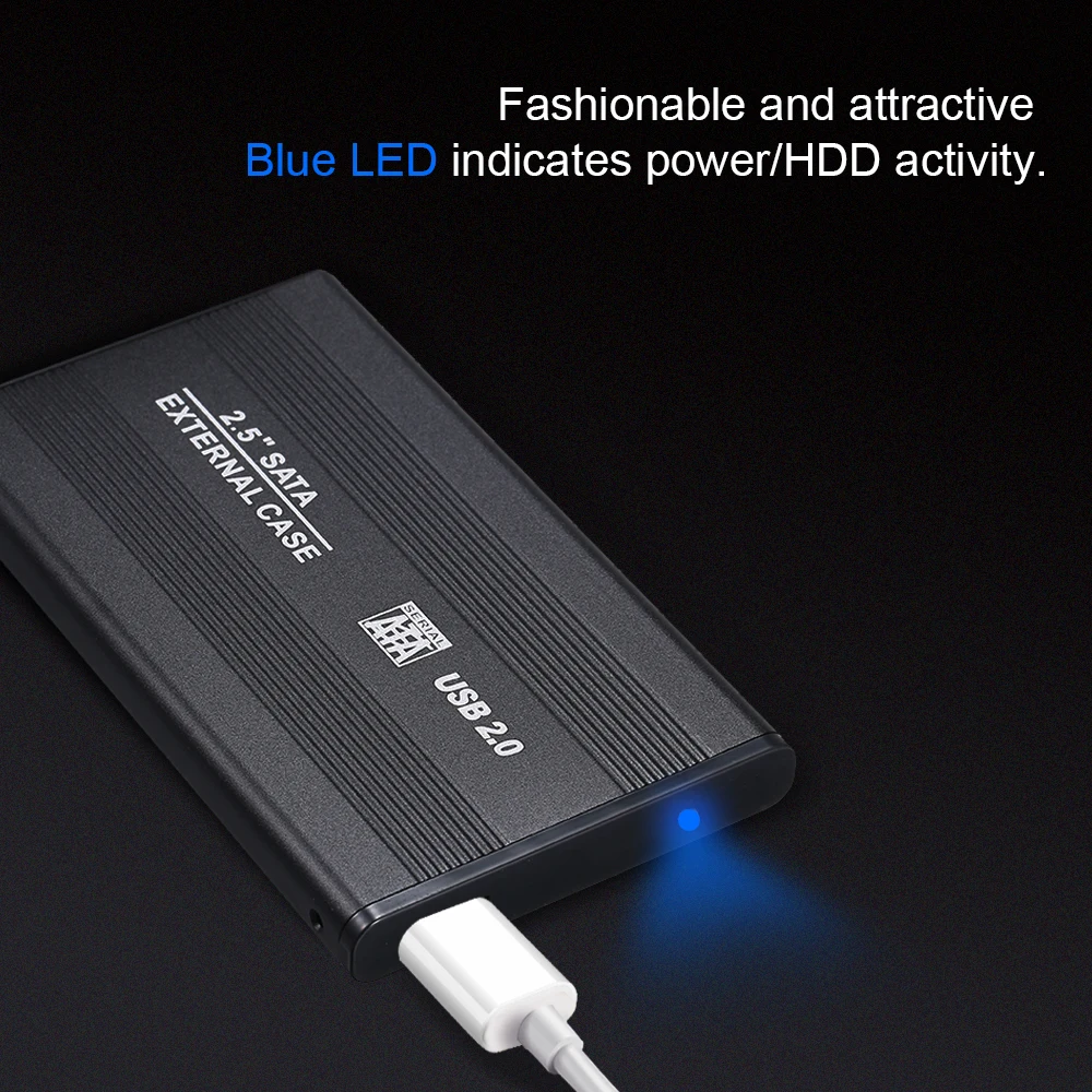 Чехол для 2 5 дюймового жесткого диска USB2.0 на SATA HDD конвертер адаптер Внешний чехол