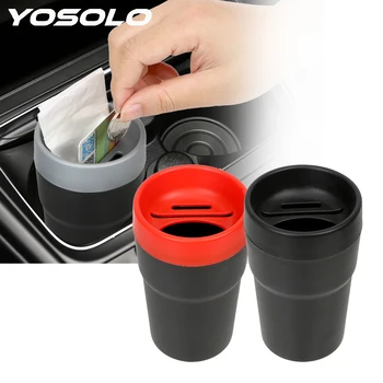 

YOSOLO Car Organizer Storage Box Car Coin Tissue Card Keys Holder Trash Can Stowing Tidying Auto Armrest Box