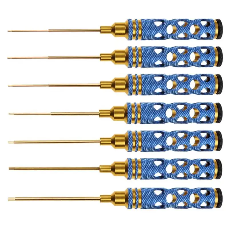 

Blue Hollow Handle Hex Screwdriver Tool White Steel Titanium Plating Blue Screwdriver for RC Helicopter Repair Tools