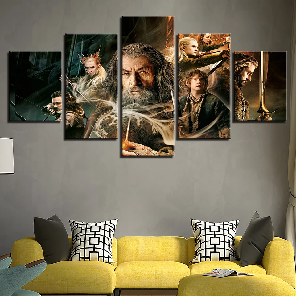 

Modular Decoration Wall For Living Room Nordic New Art Canvas 5 Panel Hobbit Painting Cuadros Poster Pictures Modern Framework