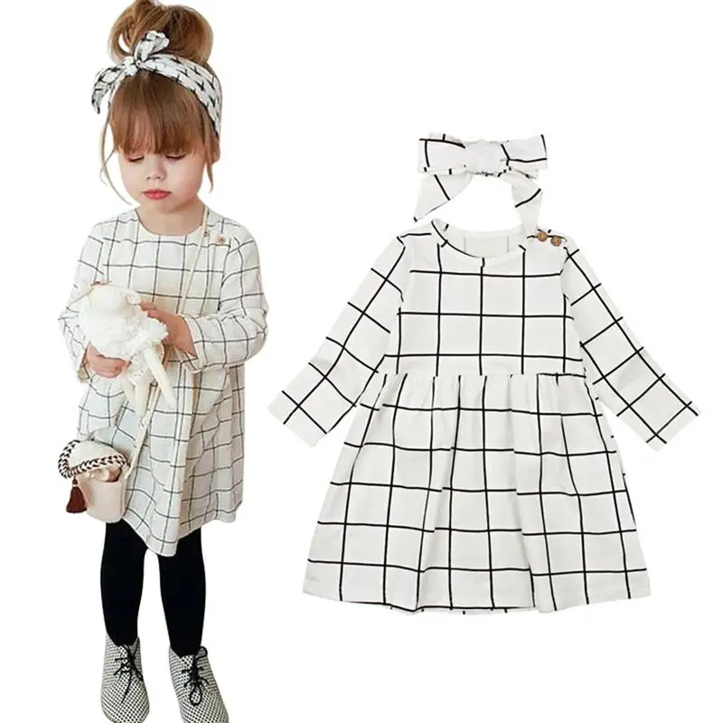 

Little girl long sleeve dress and headscarf game dress black petiole suit
