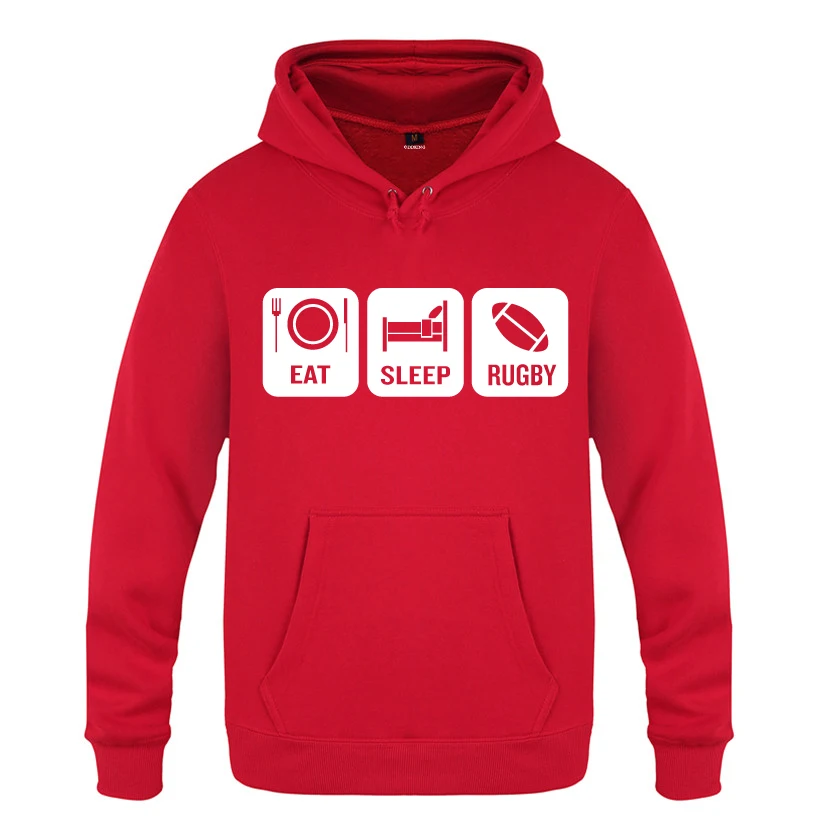 

Eat Sleep Rugby Team Player Sweatshirts Men 2018 Mens Hooded Fleece Pullover Hoodies
