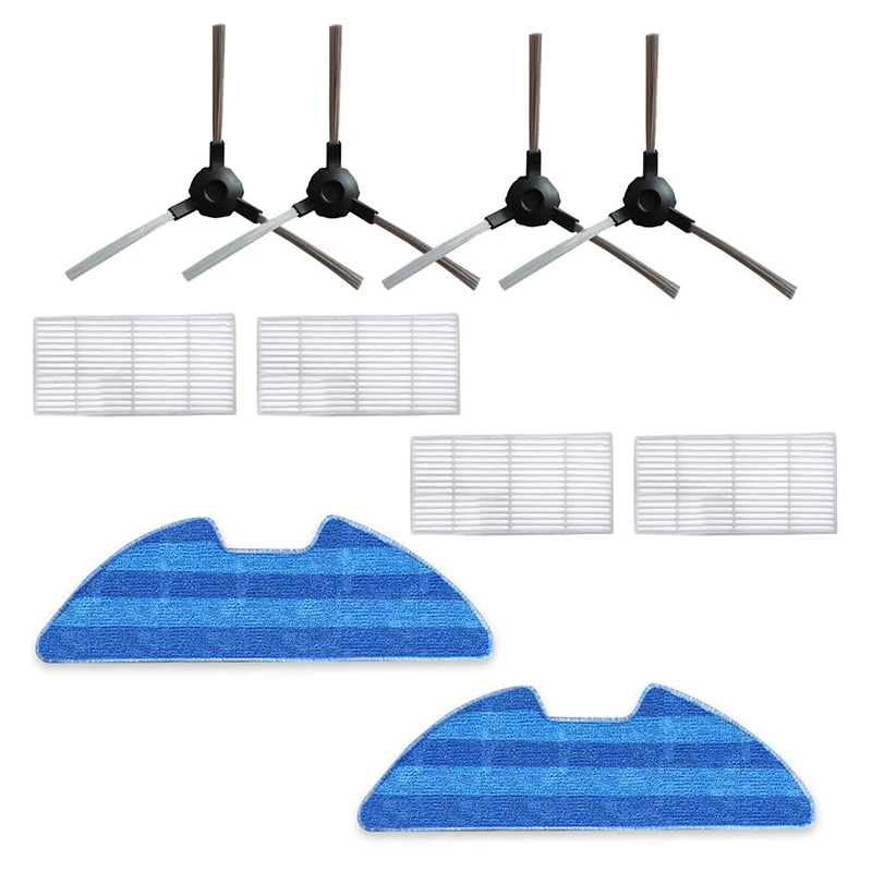 

High Quality 2*side Brush+4* Filter+2*Mop Cloth accessories for Proscenic VSLAM-811GB VSLAM-911SE vacuum cleaner parts