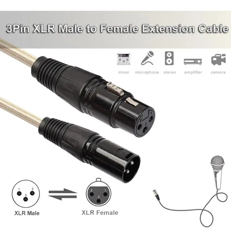 Микрофон аудио кабель 3Pin XLR папа к женскому Удлинительный провод для миксера
