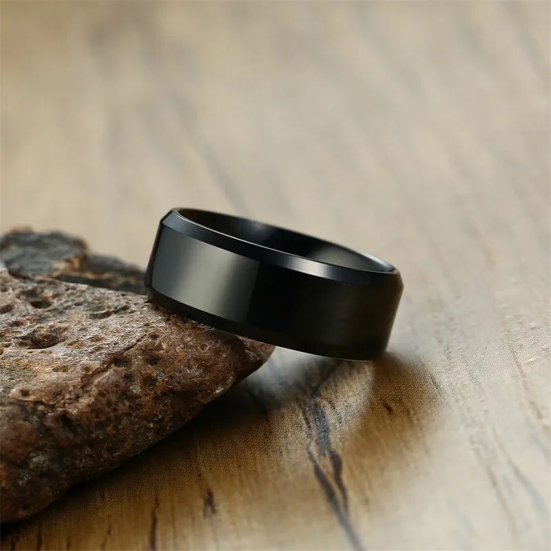 Мужские Простые обручальные кольца для женщин 8 мм Черный Нержавеющая сталь Alliance Anel O унисекс ювелирные изделия