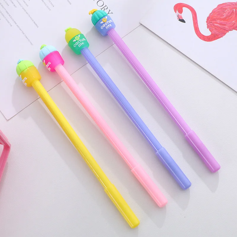 

1PC Cute Cactus Gel Pen 0.5mm Silica Gel Jelly Color Neutral Pen For Writing Girls Gift Office School Supplies Korean Stationery
