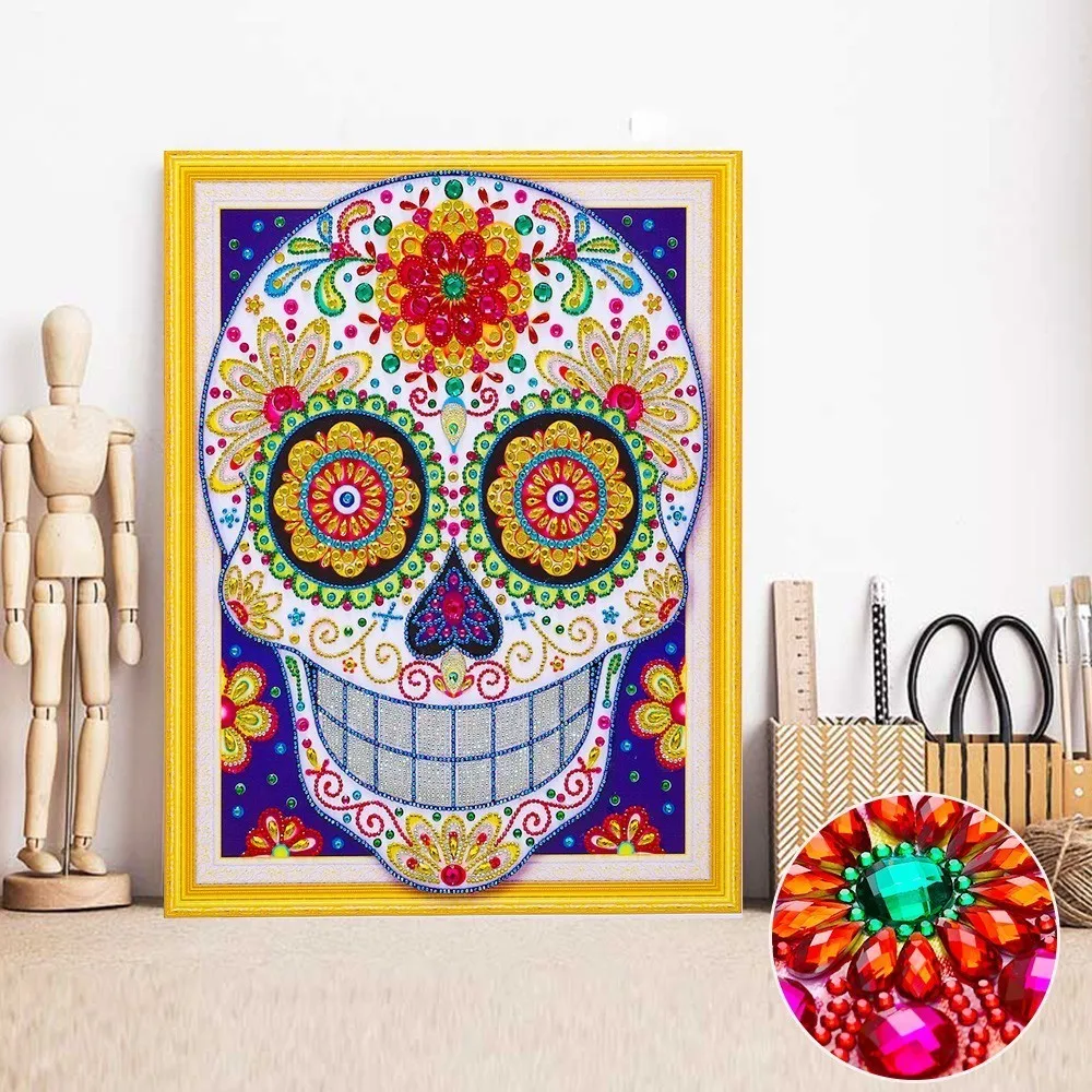 

Huacan Diamond Painting Skull 5D Special Shape Diamond Embroidery Sale Cartoon Picture Of Rhinestone Mosaic Art40x50