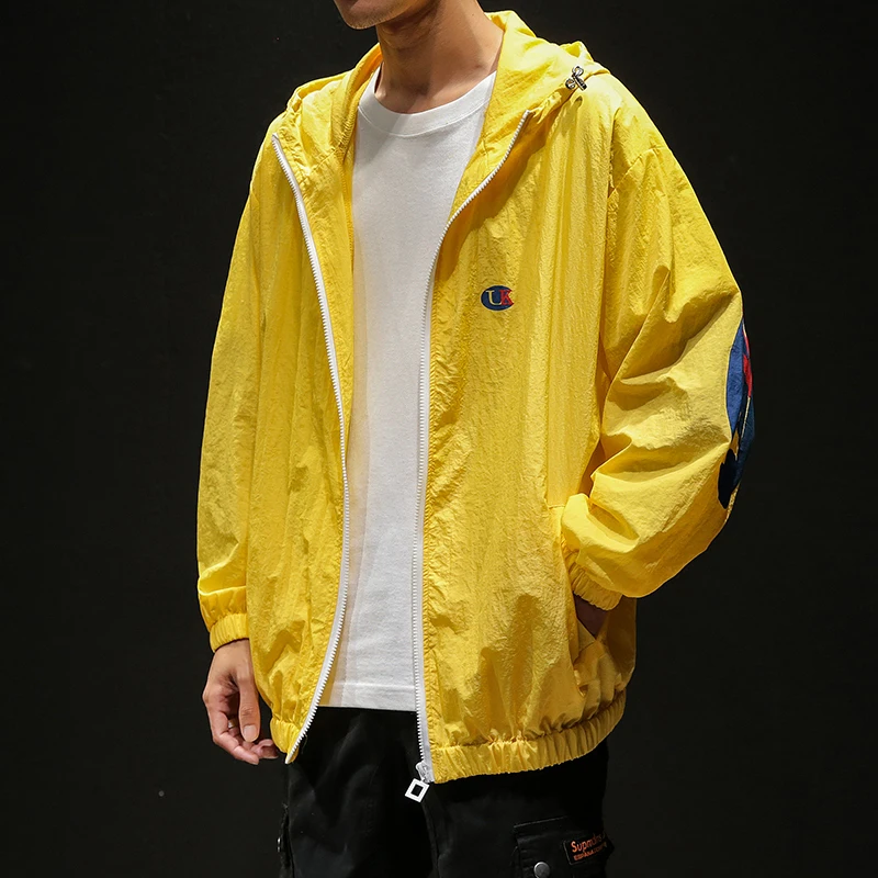 

jacket 2019 New Fashion Printing Tide Thin Sunscreen Clothes men streetwear windbreaker Hot Chinese Style Yellow Free shipping