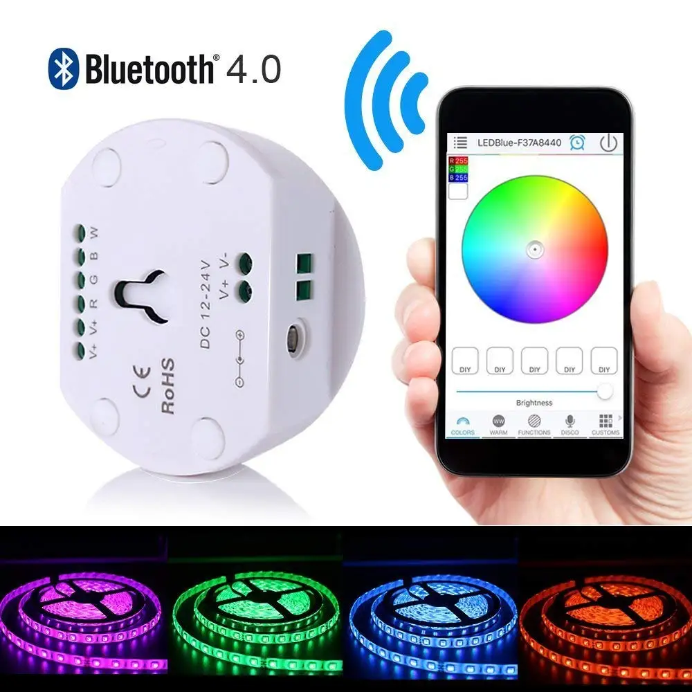 RGB светодиодный контроллер, Bluetooth RGB/RGBW Светодиодные ленты контроллер освещения DC 12-24 V мини контроллер для смартфонов Системы