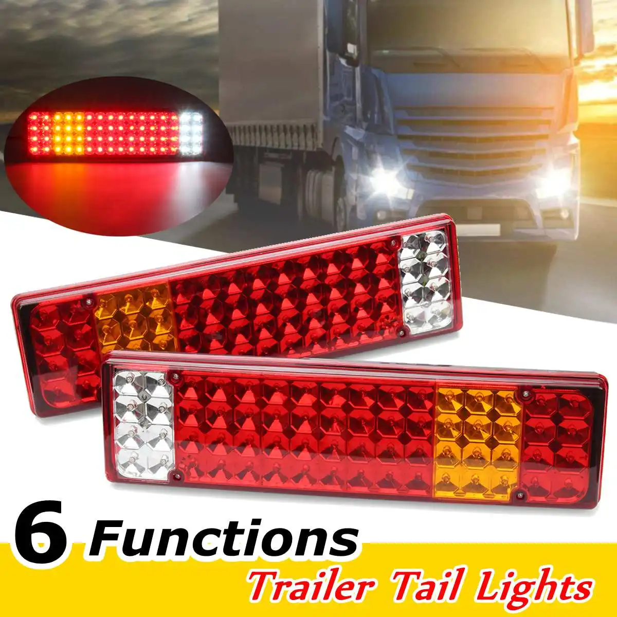 

2pcs LED Rear Tail Lights Lamps 6 Functions For Scania for Mercedes Man Daf Ranault for Volvo Iveco 24V