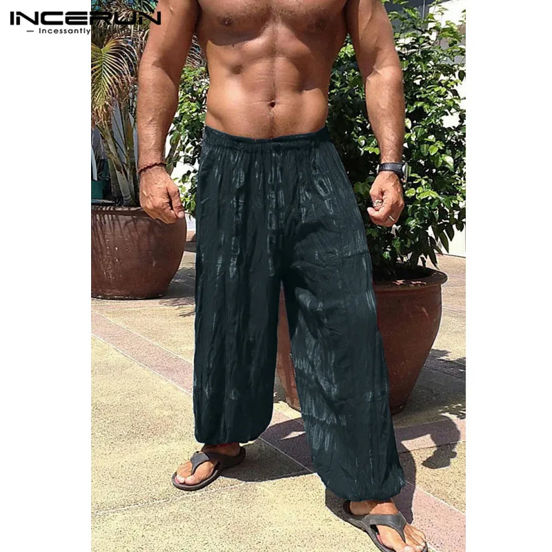 INCERUN Lose Hosen Baggy Breite Beine Hosen Männer Casual Hosen Tie Dye Drucken Elastische Taille Jogger Hosen Dance Jogginghose Hombre