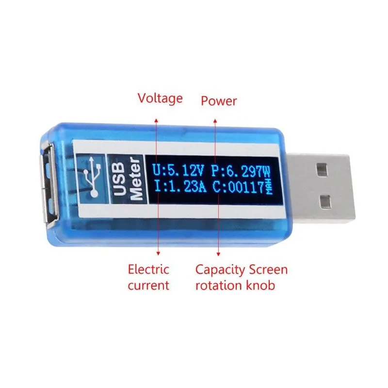Usb Oled Tester Voltmeter Ammeter Power Capacity Meter Voltage Current Monitors Meter USB Current Voltmeter
