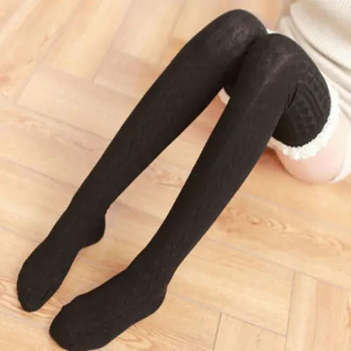 

Fashion Women Lady Winter Cotton Warm Over The Knee Thigh High Soft Stockings Black White Navy Blue Red Gray