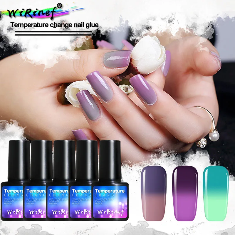 

WiRinef Nail Gel Polish Temperature Change Gel Varnish Cold Series UV&LED Nail Art Primer Gel Nail Lacuqer UV Gel