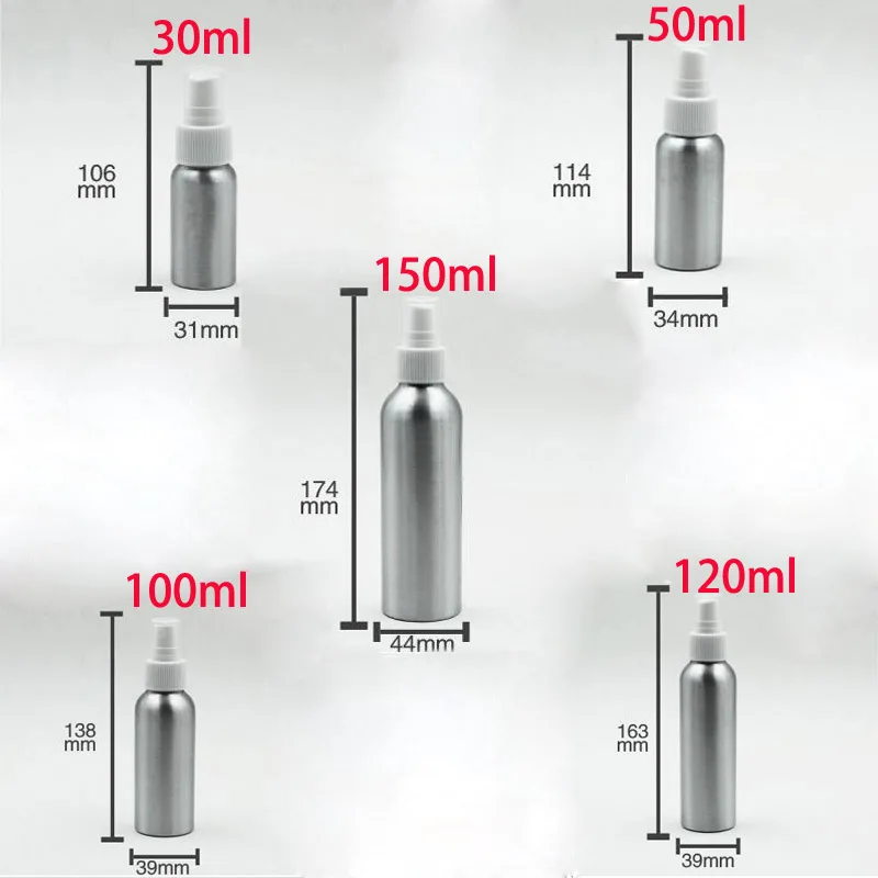 1 шт 30 мл/50 мл/100 мл/120 мл/150 мл портативные алюминиевые флаконы-распылители духи пустые многоразовые распылитель с насосом тумана путешествия косметический флакон