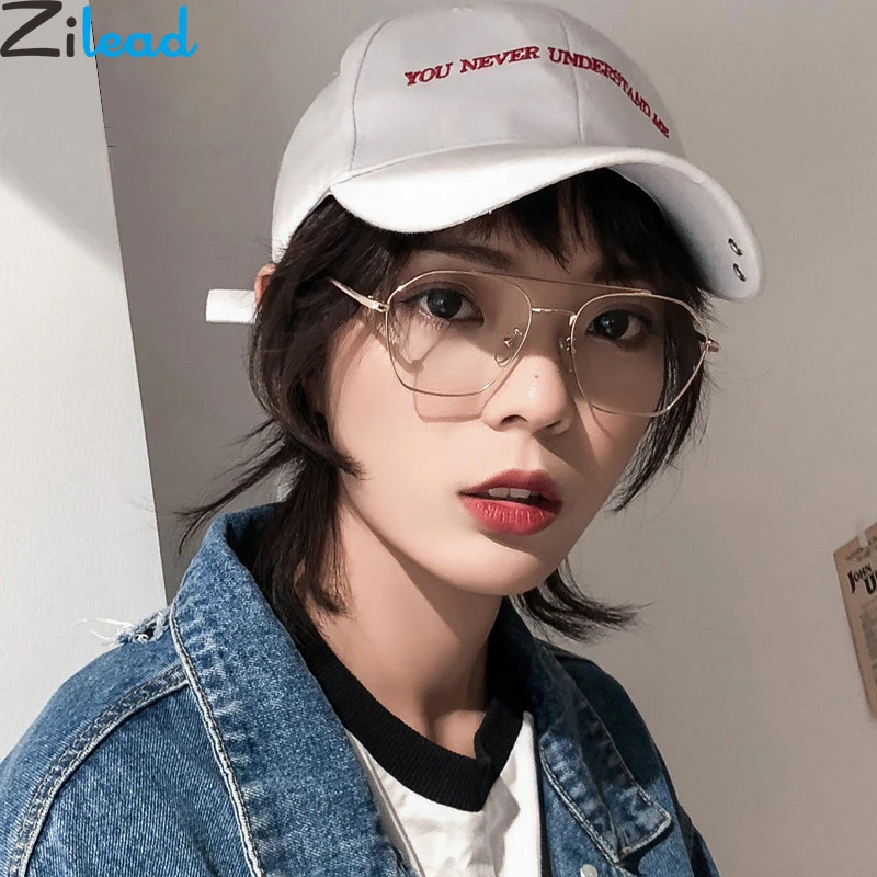 

Zilead Metal Polygon Double Beams Anti Blue Light Glasses Frame Women&Men Computer Eyeglasse Games Optical Spectacle Eyewear