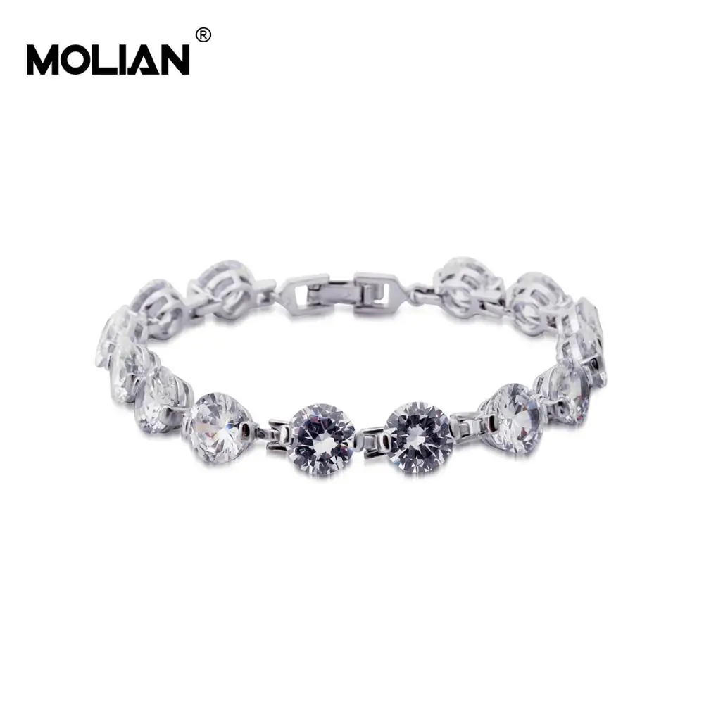 

MOLIAN Cubic Zirconia Silver Copper Gold Simple jewelry Vintage Bracelet Wedding Bangle for women Charm Banquet jewellery