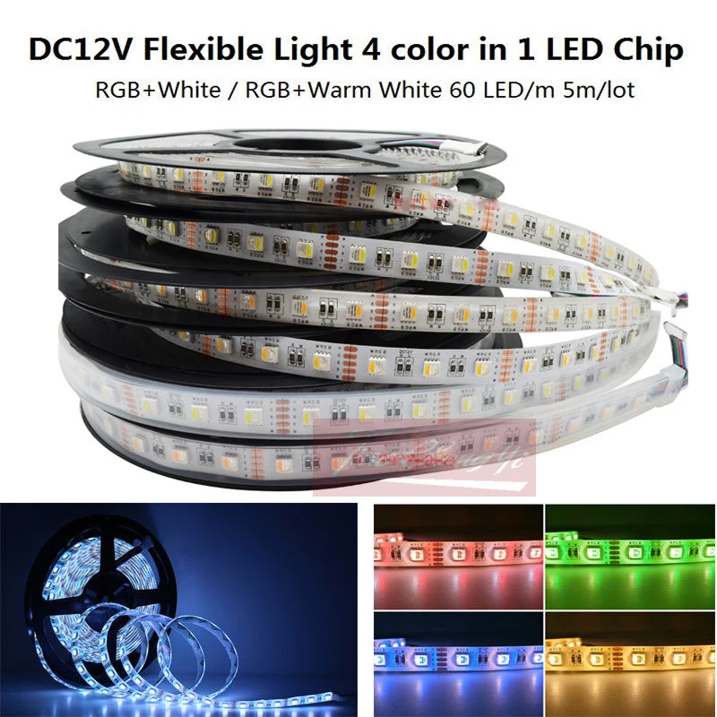 Новая светодиодная лента 4 в 1 RGBW 5050 DC12V/24 V Гибкая Светодиодная лампа RGB + белый/RGB