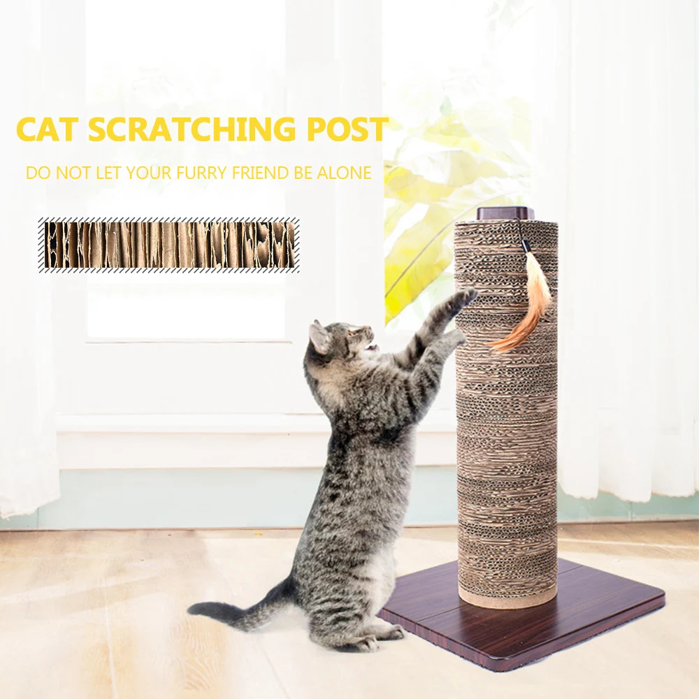 

Funny Cat Scratcher Feather plush Cat Climbing Vertical Corrugated Paper Scratching Toy for Cats play and exercise Alone