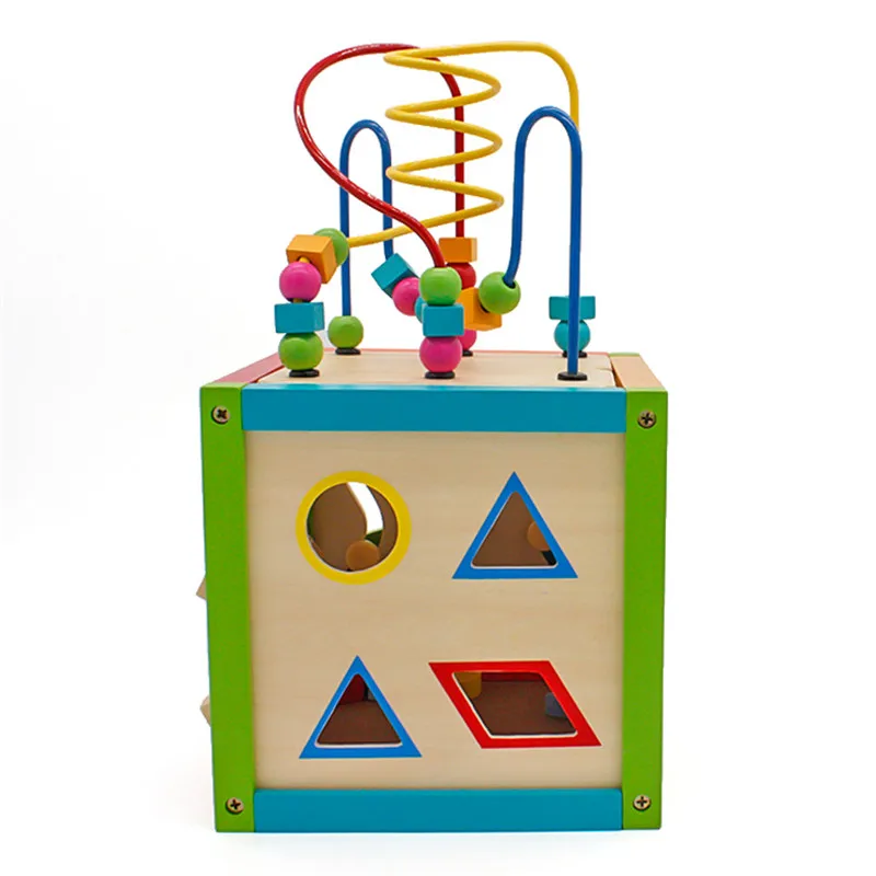 

Colorful Wooden Learning Bead Maze Cube 5 in 1 Natural & Non-toxic Activity Center Educational Toys for Children Kids Toy Wood