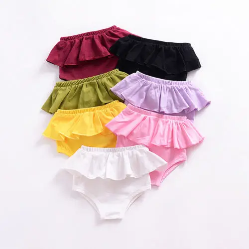 

2019 Newborn Infant Baby Girls Kids Casual Shorts Bottoms PP Bloomer Panties Ruffle Solid Soft Cotton New Sale Summer Child gIFT