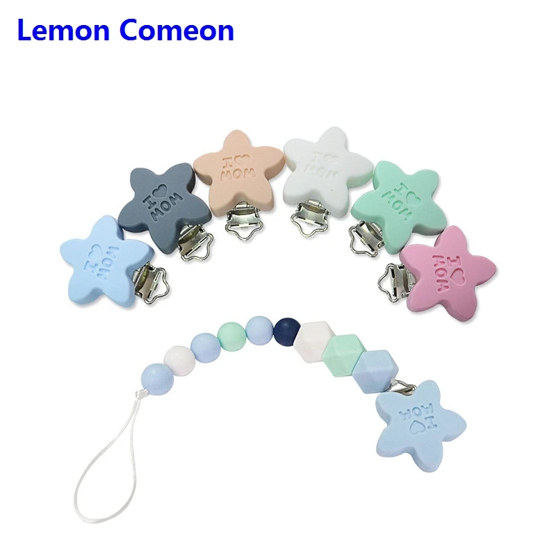 1PC Star Shaped Baby Silicone Pacifier Clips BPA Free Teething Chain Holder Clips DIY Dummy  Pacifier Chain Toy Accessories