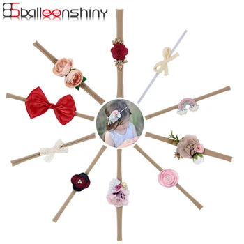 

BalleenShiny Princess Bow Flower Headband Infant Bebe Fashion Elastic Nylon Hair Band Headwear Baby Kids Hair Ornament For Gift